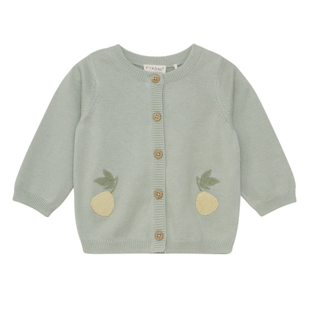 Fixoni Clothing Kids Green Cardigan with Pear Design